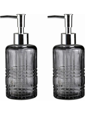 Hype Store Banyo Seti Cam Sıvı Sabunluk 2 Adet,kristal Desenli Gri 300ML 6,8X17,6CM