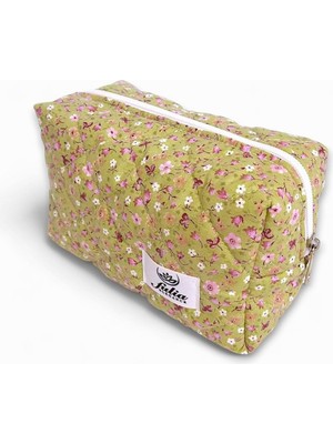 Hype Store Makyaj Çantası | Makeup Bag | Kapitone Bakım Seyahat Kozmetik Çantası (Yeşil)