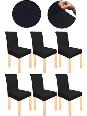 Hype Store Spandex Mikro Petek Kumaş Likralı Lastikli Tüylenmez 6'lı Sandalye Kılıfı Kaliteli Sandalye Örtüsü (