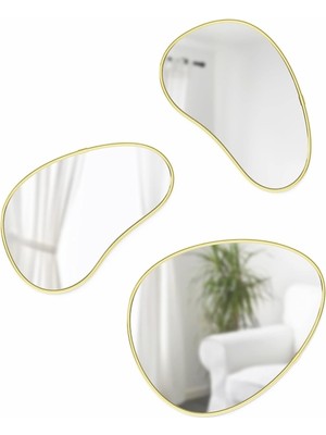 Hype Store Umbra Hubba Pebble Duvar Montaj Aynaları, 3'lü Set, Pirinç