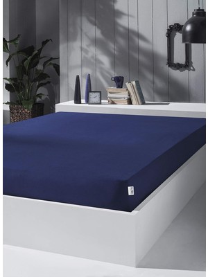 Hype Store Kobe Home Örme Penye Lastikli Çarşaf, Çift Kişilik, Koyu Mavi, Pamuk-Elastan 230 G/m2