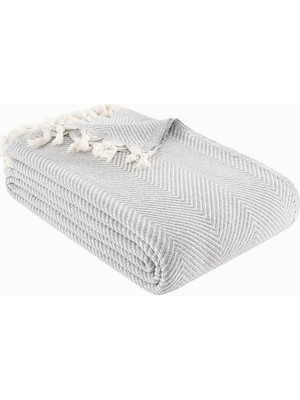 Hype Store Carden Organik Pamuklu Koltuk Örtüsü Desenli 200X230 cm Kanepe Çekyat Buldan Bezi Gri