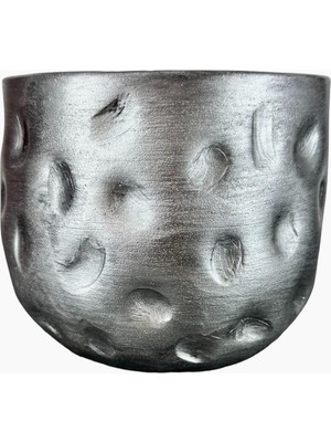 Hype Store Bitkitasarımı Bitki Tasarımı Ev Dekorasyon Aksesuar Gümüş Desenli Toprak Saksı Saksılık Salon Çiçekl