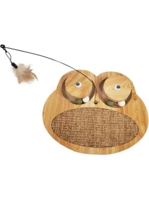 Hype Store Kurbağa Şeklinde Ahşap Kedi Tırmalama Oyun Standı 34X29 cm