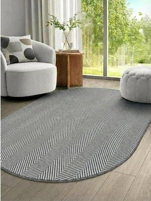 Saraz Halı Oval Sisal Elit 1002 Gri Hasır Görünümlü Modern Salon Oturma Odası Dört Mevsim Halı