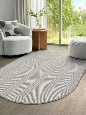 Saraz Halı Oval Sisal Elit 1002 Gri Hasır Görünümlü Modern Salon Oturma Odası Dört Mevsim Halı
