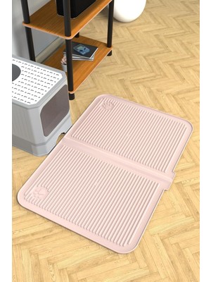 Hepta Collection Ata Home Silikon Mama ve Kum Matı Havuzlu Yıkanabilir Kedi Tuvaleti Önü Kedi Kumu Paspası Büyük Boy