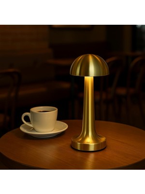 Delixa Elektrikurunleri Dekoratif Masa Lambası Dimmerli Şarjlı Lizbon Gold Cafe Restoran Masa Lambası 3 Ren