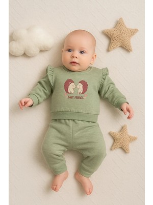 İsmiyle Al Kirpi Nakışlı % 100 Pamuk 2'li Kız Bebek Takım
