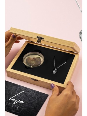 Delixa Sevgililer Günü Hediyesi Istiridye Kolye - Gerçek Inci Kolye Ahşap Hediye