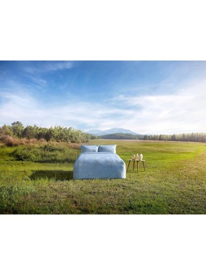 Hepta Collection Lillian Düz Organik Pamuk Nevresim Takımı, Mavi, Çift Kişilik