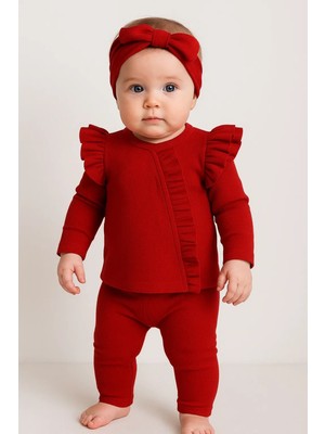 İsmiyle Al Orkide Desenli Fisto Detaylı 3 Parça Kız Bebek Takımı %100 Pamuk