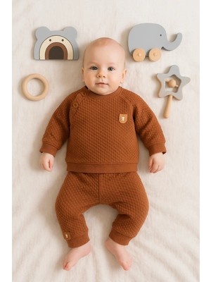 İsmiyle Al Jakarlı Omuzdan Düğmeli 2'li Erkek Bebek Takımı