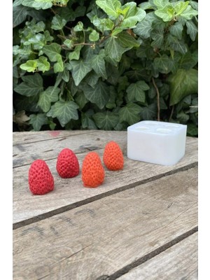 Hype Store Rufus Concept Çilek Dörtlü Mum Kalıbı (Silikon) (2,5 x 2,5 x 3 Cm) (Küçük Süsleme Kalıbı) 1 Adet