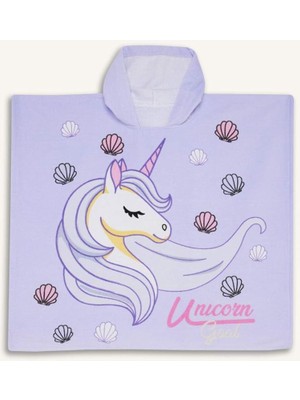 Hepta Collection Kız Çocuk Baskılı Pamuklu Panço Havlu