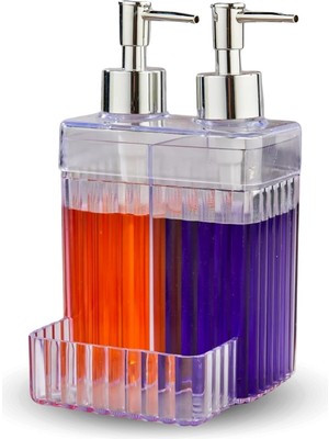 Delixa 2 Bölmeli Şeffaf Akrilik Sabunluk ve Deterjanlık – Sünger Hazneli, Mutfak ve Banyo Için Pratik Şeffa