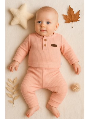 İsmiyle Al Çizgili Kumaş % 100 Pamuk 2'li Unisex Takım