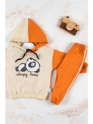 İsmiyle Al Panda Desenli Kapişonlu Erkek Bebek Takımı