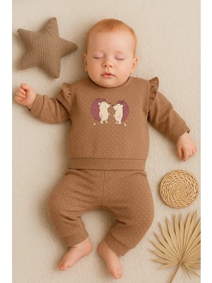 İsmiyle Al Kirpi Nakışlı % 100 Pamuk 2'li Kız Bebek Takım