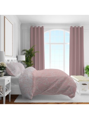 Hepta Collection Brielle Düz Pamuk Saten Nevresim Setleri, Pembe, Queen Size