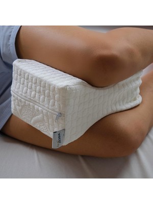 Hepta Collection Ortopedik Bacak Arası Visco Yastık Küp Şeklinde Bacak Arası Yastık Doğal Viskon Kılıflı 25X19X13 cm