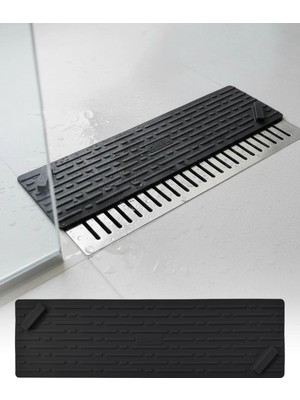 Omilife Siyah Uzun Silikon Kötü Koku Önleyici Mat Gider Kapağı Tıpası – Banyo, Mutfak ve Balkon Lavabo Gider 37x11 cm