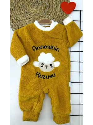 İsmiyle Al 3-6-9-12 Ay Kuzu Tüylü Kumaş Annesinin Kuzusu Nakışlı Alttan Çıtçıtlı Kız Erkek Bebek Tu