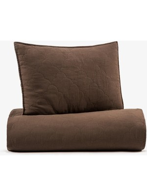 Barine Serenity Kapitoneli Keten Yastık Kılıfı Kahverengi