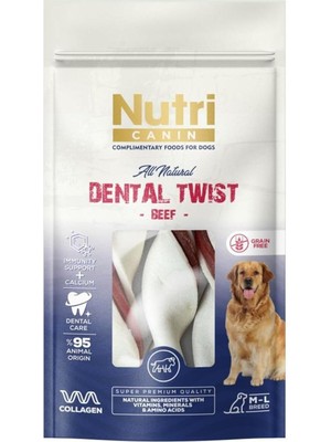 Hepta Collection Nutri Canin Dental Twist Sığır Etli Köpek Ödülü M-L 120 gr