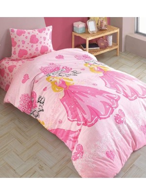Hepta Collection Laliva Çarşafı Lastikli Kız Çocuk Nevresim Takımı Prenses Tek Kişilik , Pembe
