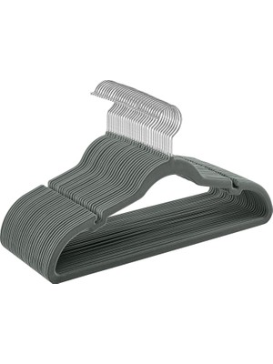 Delixa Kadife Elbise Askısı, 30NANLU Set, Askılar, Kaymaz, Omuz Bölgesinde Çentikler, Pantolon Köprüsü, 360