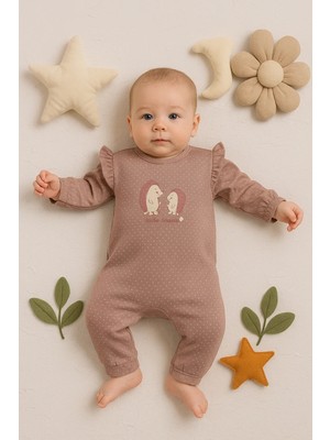 İsmiyle Al Kirpi Nakışlı % 100 Pamuk Kız Bebek Tulum