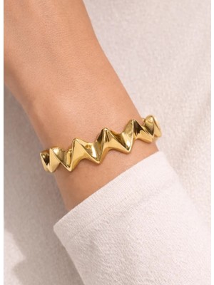 Kızılay Kuyumcusu 22 Ayar Altın Zikzak Modeli  Kelepçe Bilezik 12.01 gr KLP1111