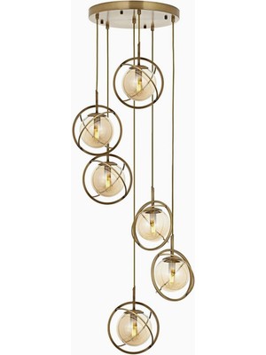 Delixa AV-60291-6ET Eskitme Kaplama Modern Avize E14 Metal Cam 40CM