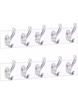 Delixa Mithra Life 2 Adet 5 Li Kendinden Yapışkanlı Plastik Şeffaf Askı MIT1013