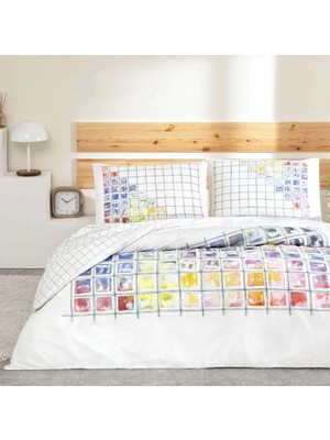 Hepta Collection Charmian Renkli Klişe Pamuk Nevresim Takımı, Pembe, Çift Kişilik