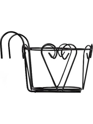 Hepta Collection Nekuba Tekli Ferforje Balkon Saksısı Kanca Asılan Çiçeklik Bahçe Balkon Çiçek Saksı Dekoratif Duvar