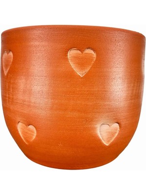 Hepta Collection Bitki Tasarımı Ev Dekorasyon Aksesuar Kalp Desenli Toprak Saksı Saksılık Salon Çiçeklik - 19 cm