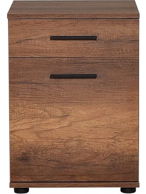 Hepta Collection Adore Mobilya Doğal Ahşap Dokulu, Tek Çekmeceli, Kapaklı, Hareketli Raflı, Metal Kulplu, Çok Amaçlı