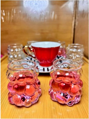 Delixa 6 Lı Boncuk Üzüm Sunum Bardağı Espresso Bardağı Dekoratif Kahve Yanı Üzüm Bardak Shot Bardağı 6 Adet
