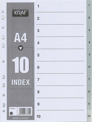 Kraf 1010 (10'lu Paket) A4 Separatör 1-10 Rakam Renkli Kullanım İçin Ekonomik Çözüm (10 Adet)
