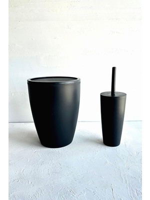 Hepta Collection Saf Plastik Banyo Seti 2 Peices'ten (Sepet 7,5 Litre, Tutuculu Tuvalet Fırçası). Banyo ve Mutfak Tem