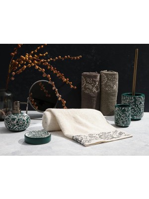 Hepta Collection Sty Akra Nakışlı Krem Havlu 50X90