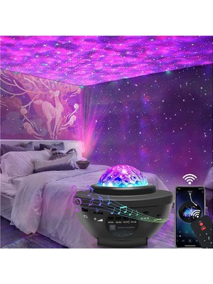 Delixa Projektör Gece Lambası Bluetooth Hoparlör Bluetooth Lazer Işıklı Sese Duyarlı Hoparlör Gece Lambası