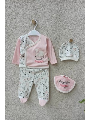 İsmiyle Al Annesinin Kuzusu Şapkalı Eldivenli 5'li Kız Zıbın Seti