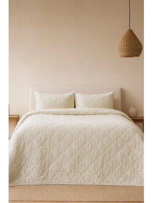 Barine Serenity Keten Kapitoneli Yatak Örtüsü ve Yastık Kılıfı Seti Bej