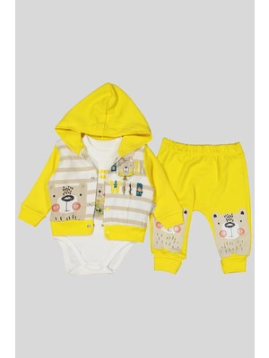 İsmiyle Al Kamp Desenli Kapüşonlu % 100 Pamuk Erkek Bebek Takımı