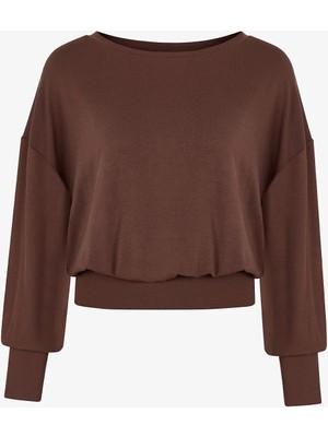 Penti Kahverengi Boat Yaka Waist Detail Modal Üst