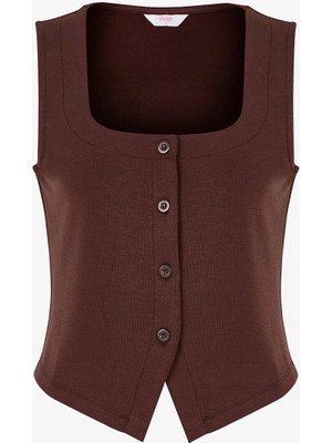 Penti Kahverengi Kare Yaka Modal Atlet Üst