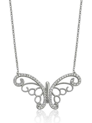 Esranın Dünyası 925 Ayar Gümüş Kelebek Bayan Kolye PT2610083 (997) RSEAS34-ESRDNS